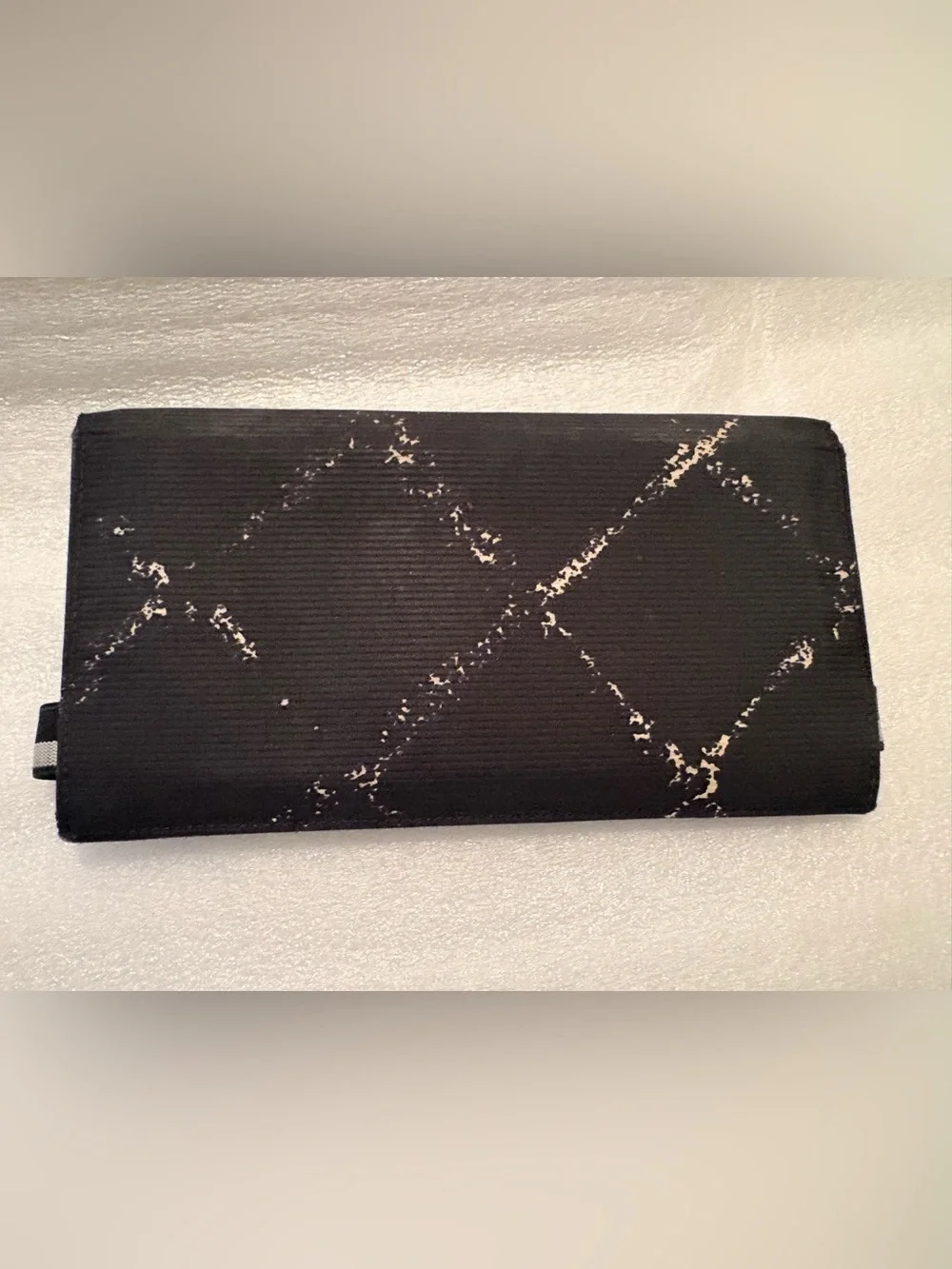 CHANEL Vintage Travel Line Wallet Black Nylon Jacquard Red Interior Auth Card